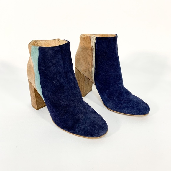 Paola Ferri Shoes - PAOLA FERRI Suede Multi Zipper Booties Block Heel